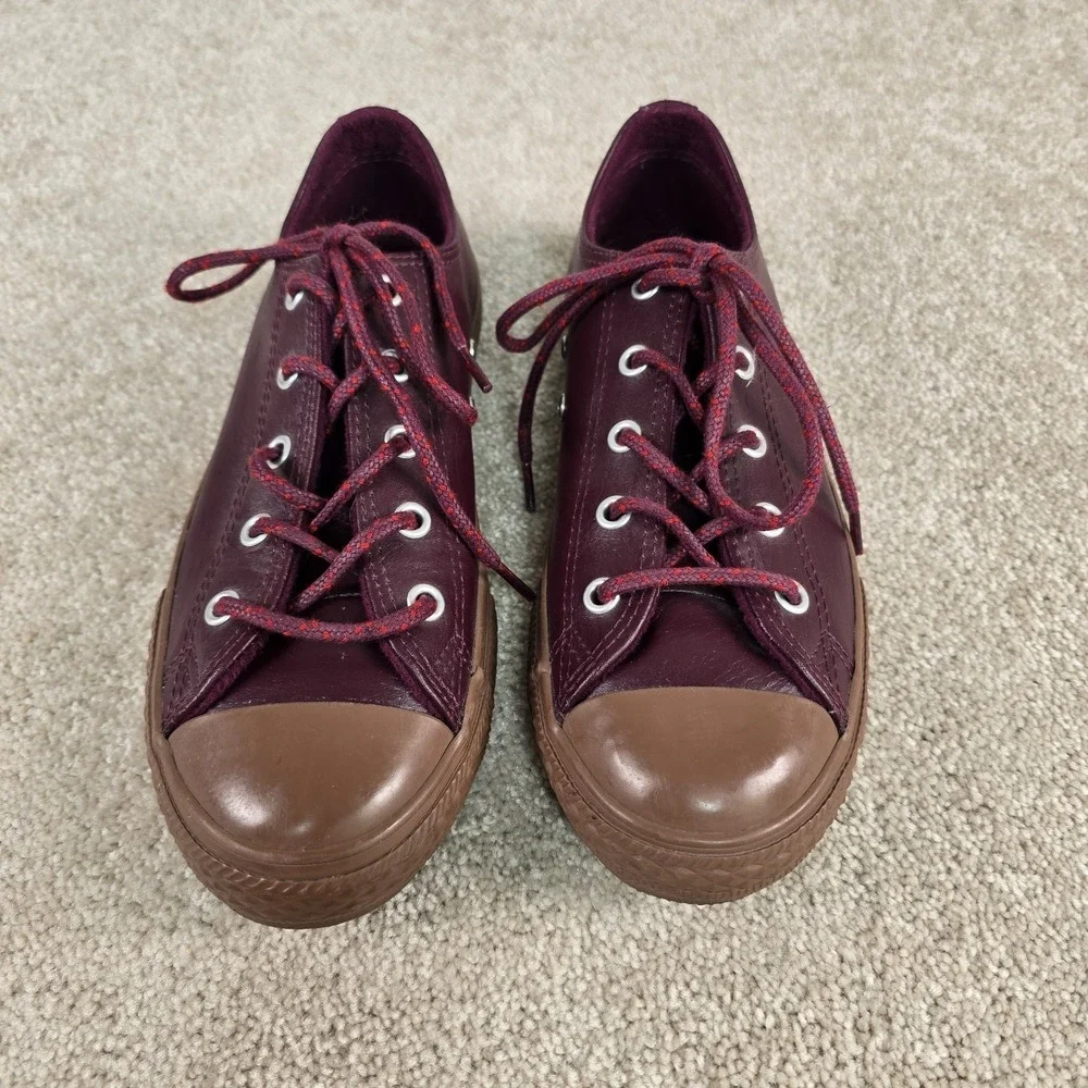 Converse Chuck Taylor‎ All Star OX Red/Brown 'Crinkle Leather' Youth Sz 3